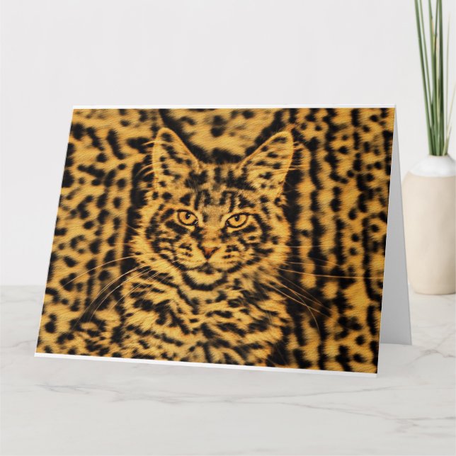 Tarjeta Maine Coon gatito leopardo impreso tigre camo gran (Anverso)