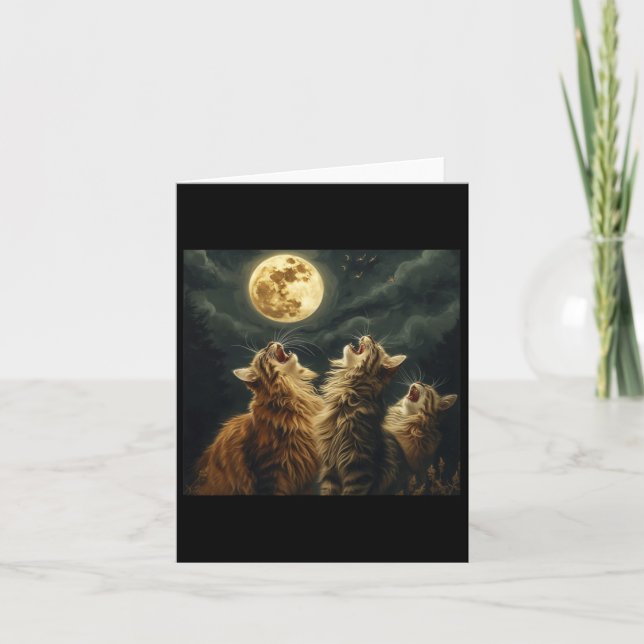 Tarjeta Maine Coon Howl En Moon Cat Lover (Anverso)