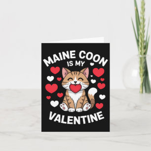 Tarjeta Maine Coon San Valentín Diseño de gato adorable ma