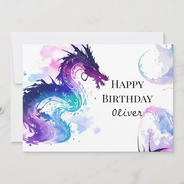 Tarjeta Majestic Colorful Dragon Birday (Anverso)