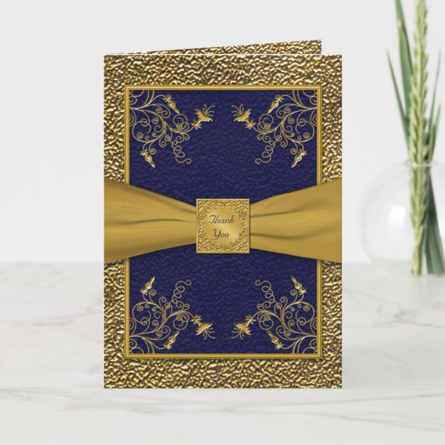 Tarjeta Majestic Navy Gold de agradecimiento (Anverso)