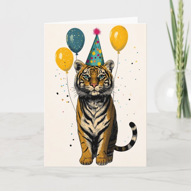 Tarjeta Majestic Tiger Birthday Party Greaming Card (Anverso)