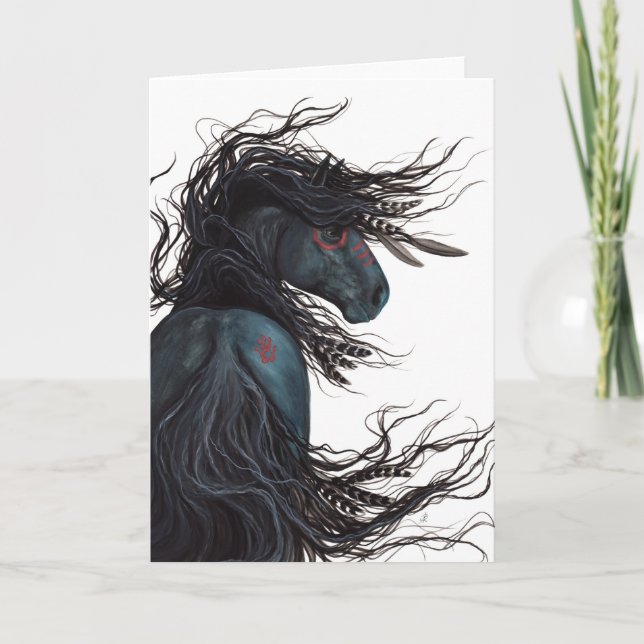 Tarjeta Majestuoso arte de caballos frisones de BiHrLe (Anverso)