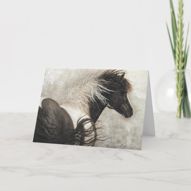 Tarjeta Majestuoso caballo de Stallion Pinto por BiHrle Ca (Anverso)