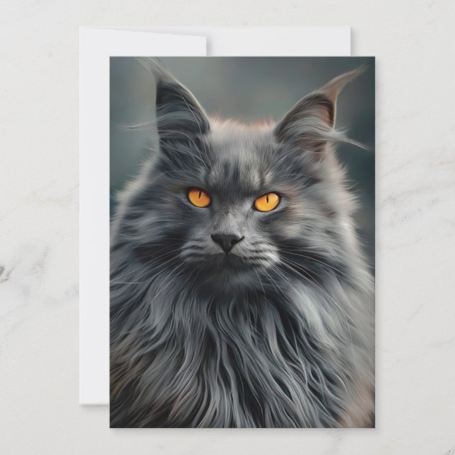 Tarjeta Majestuoso diseño de retratos de gatos de larga du (Anverso)