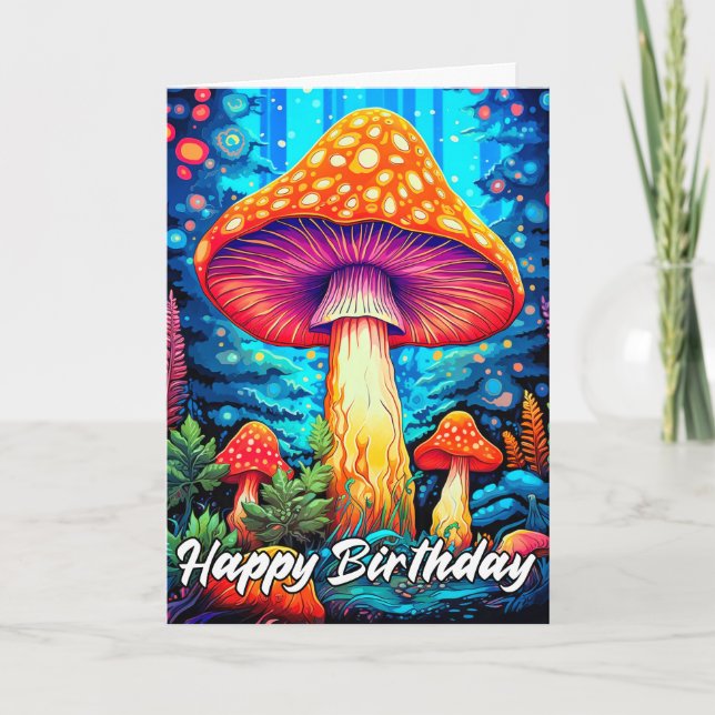 Tarjeta Majestuoso Ilustracion de champiñones de la Selva (Anverso)