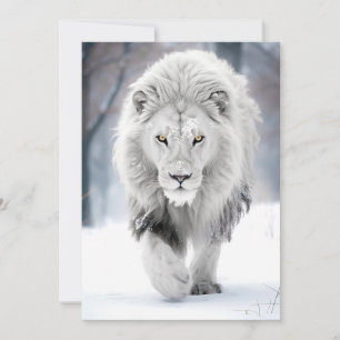 Tarjeta Majestuoso León Blanco en Diseño de País de las Ma