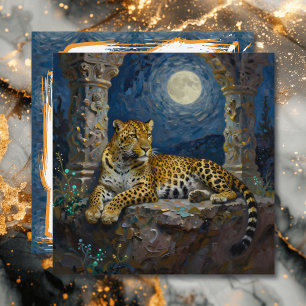 Tarjeta Majestuoso Leopardo en Saliente de Acantilado   En