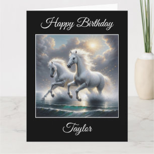 Tarjeta Majestuoso paisaje Purpurinoso de caballos blancos