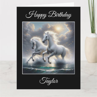 Tarjeta Majestuoso paisaje Purpurinoso de caballos blancos