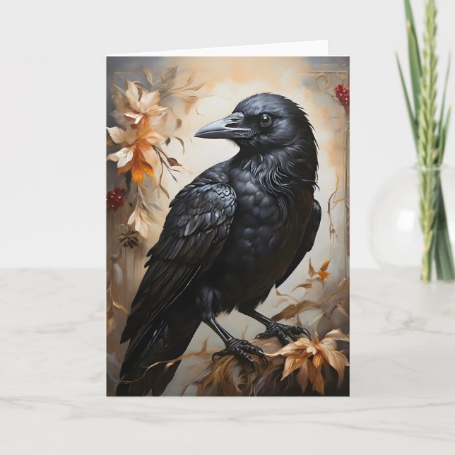 Tarjeta Majestuoso retrato de ravina negra flor luna en bl (Anverso)