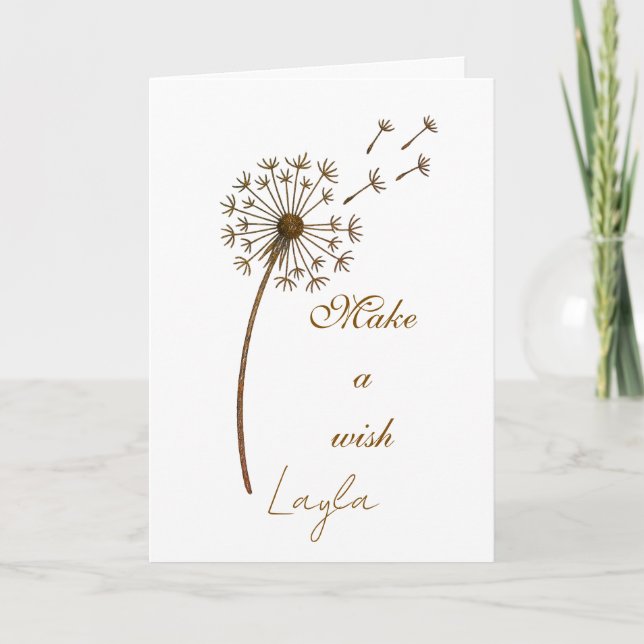 Tarjeta Make a Wish Custom Text Dandelion (Anverso)