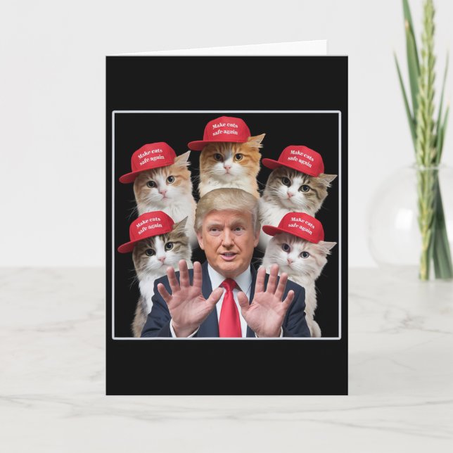 Tarjeta Make Cats Safe Again Trump 2024 Red Hat Make Pets  (Anverso)