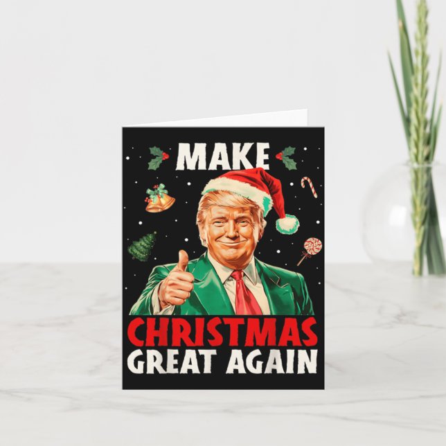 Tarjeta Make Christmas Great Again Funny Santa Trump 2025  (Anverso)