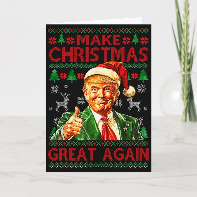 Tarjeta Make Christmas Great Again Xmas Funny Trump Pajama (Anverso)