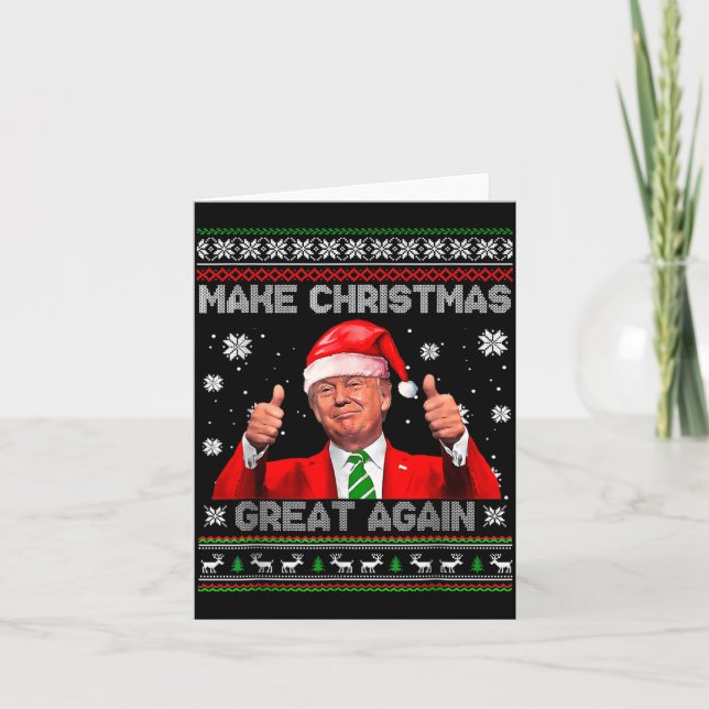 Tarjeta Make Christmas Great Again Xmas Funny Trump Pajama (Anverso)
