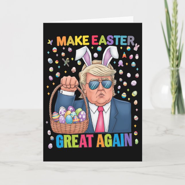 Tarjeta Make Easter Great Again Funny Trump Bunny Spring H (Anverso)