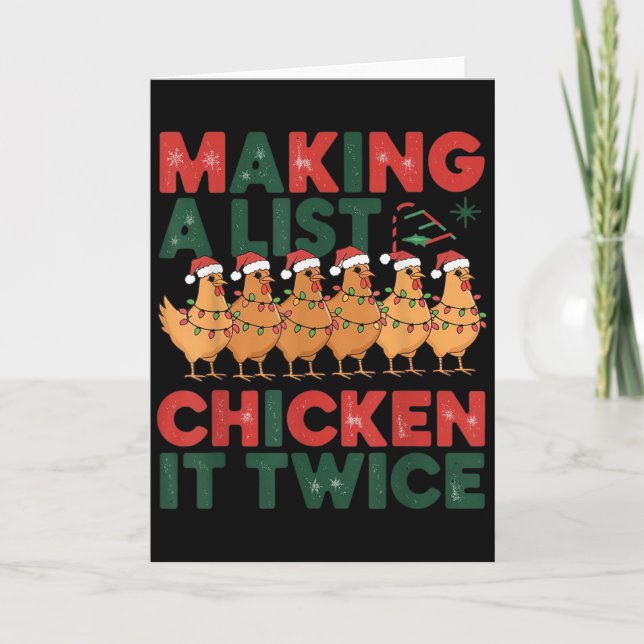 Tarjeta Making A List Chicken It Twice Christmas Xmas Chic (Anverso)