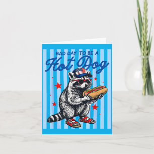 Tarjeta Mal Día Para Ser Un Hot Dog Funny Raccoon Hotdog 4