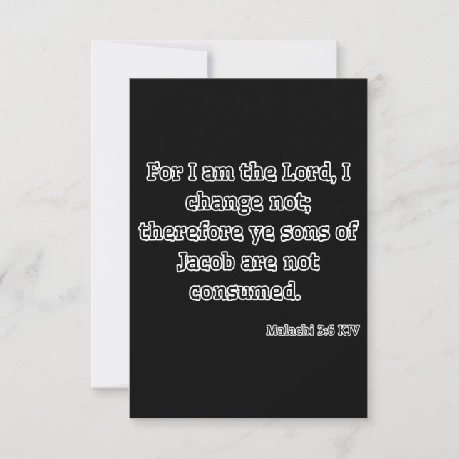 Tarjeta Malachi 3:6 KJV Biblia Verse Greet (Anverso)