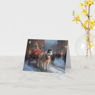 Tarjeta Malamute de Alaska Temporada Navideña Festiva