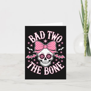 Tarjeta Malas hasta los huesos Calavera lazo rosa estrella