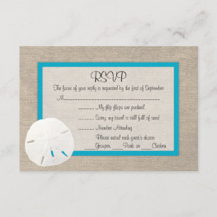 Tarjeta Malibu 2 de Sand Dollar Beach Wedding RSVP