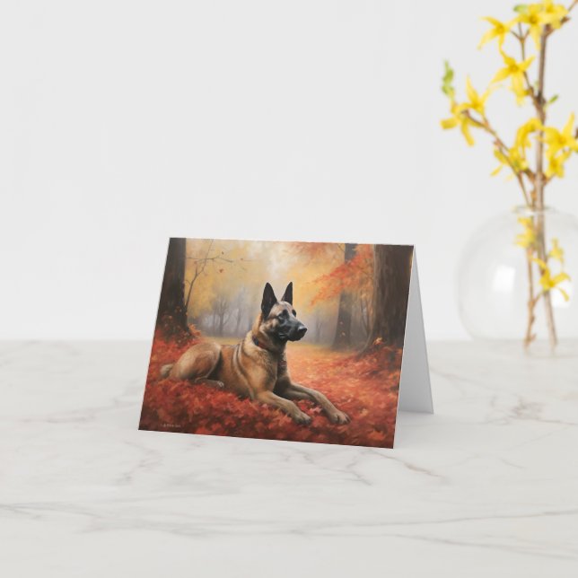 Tarjeta Malinoi belga en otoño se inspira (flor amarilla)