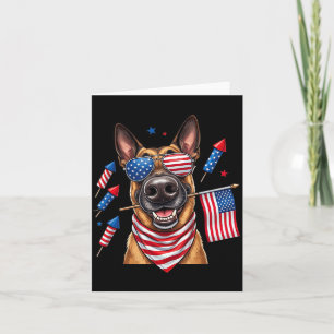 Tarjeta Malinois Belga Bandera Estadounidense Usa Día De L