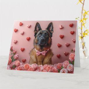 Tarjeta Malinois Belga con Rosas - Día de San Valentín 