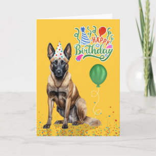 Tarjeta Malinois belga en Gorra Fiesta en cumpleaños amari