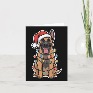 Tarjeta Malinois Belga Envuelto En Luces De Navidades