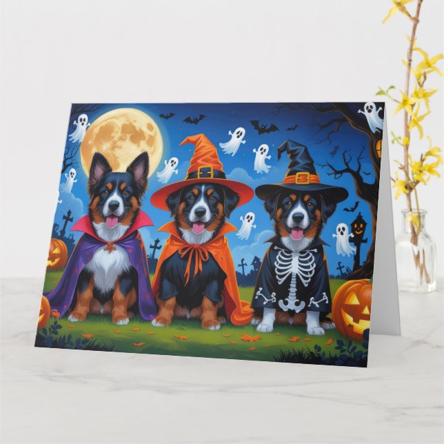 Tarjeta Malinois belga Topkin Halloween Funny (flor amarilla)