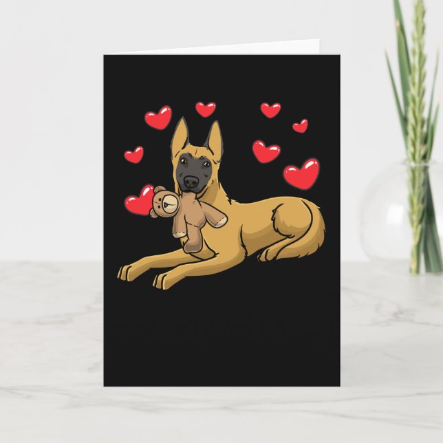 Tarjeta Malinois Dog With Stuffed Animal Belgian Shepherd (Anverso)
