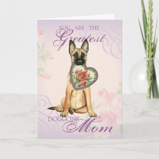 Tarjeta Malinois Heart Mom (Anverso)