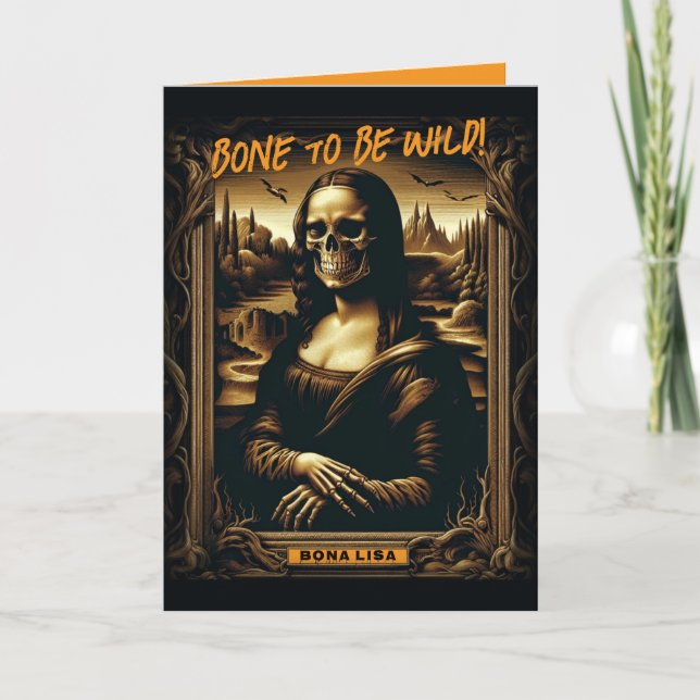 Tarjeta Malo Para El Halloween De La Mona Ósea Lisa Skelet (Anverso)