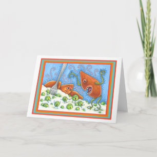 TARJETA MALO YAM GRITANDO EN PEAS, DIVERTIDA COMIDA DE GRA