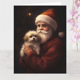 Tarjeta Maltés con Navidades festivos de Santa Claus
