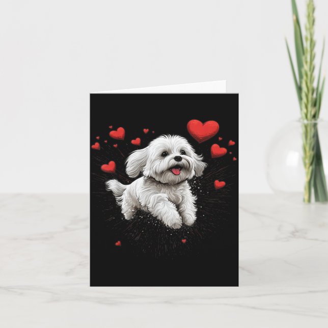 Tarjeta Maltese Dog Love Heart For Valentines Day Maltese  (Anverso)