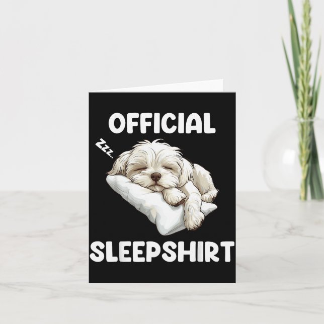 Tarjeta Maltese Sleepshirt Cute Dog Lover Pajama Sleepwear (Anverso)