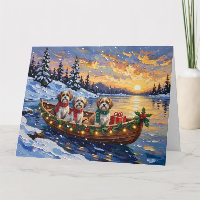 Tarjeta Malti Tzu Christmas Boat Holiday (Anverso)