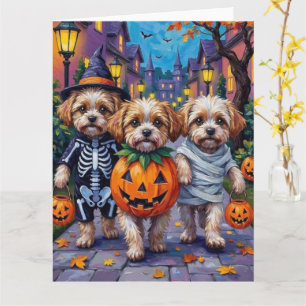 Tarjeta Malti Tzu pidiendo dulces con disfraces de Hallowe