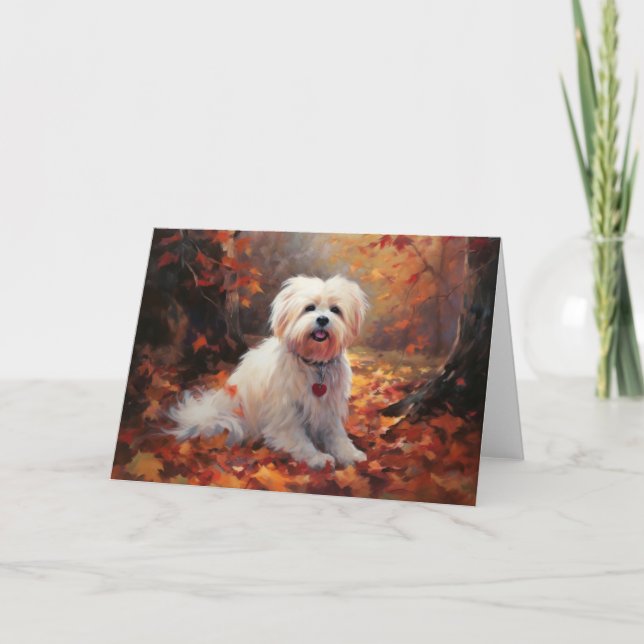 Tarjeta Malti Tzu se inspira en las hojas de otoño (Anverso)