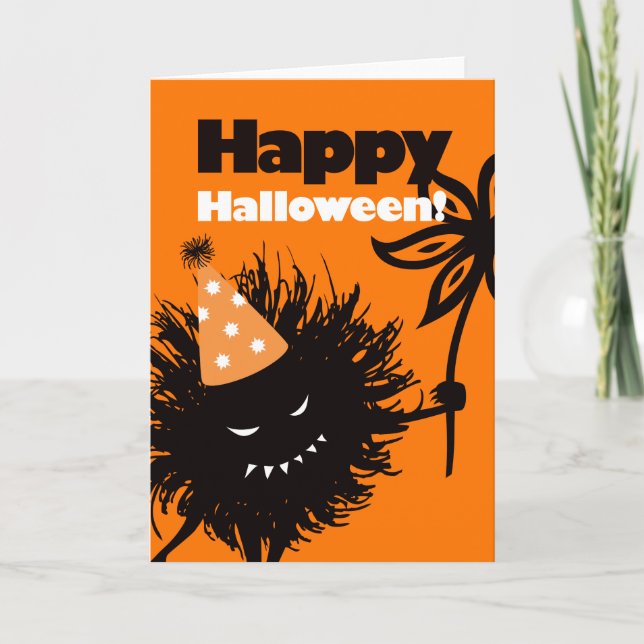 Tarjeta Malvado Flor Bug Happy Halloween (Anverso)
