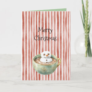 Tarjeta Malvavisco Feliz Navidad Rayas Rojas en Cacao