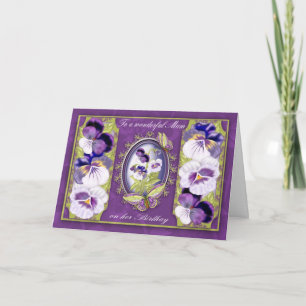 Tarjeta Mam Birthday Card Con Mariposas Y Pansies