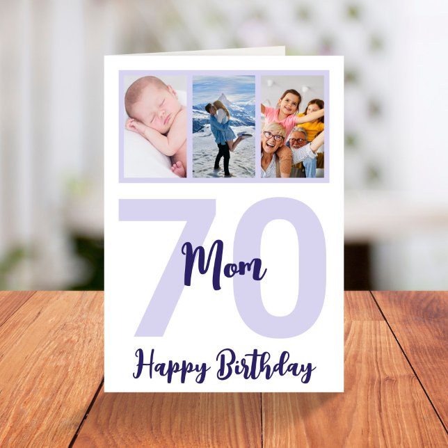 Tarjeta Mamá 70.º Collage de fotos de escritura púrpura (Subido por el creador)