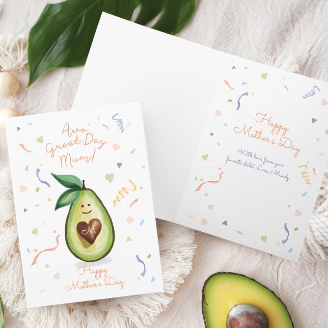 Tarjeta ¡Mamá Avo Great Day! Aguacate feliz Día de la Madr (Avo Great Day Mum! Avocado Happy Mother's Day Card)