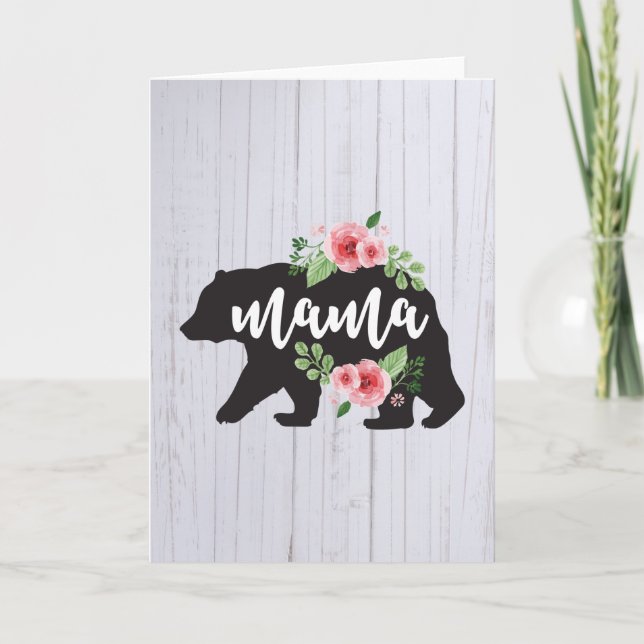 Tarjeta Mama Bear Elegante Flores Rústicas Florales (Anverso)