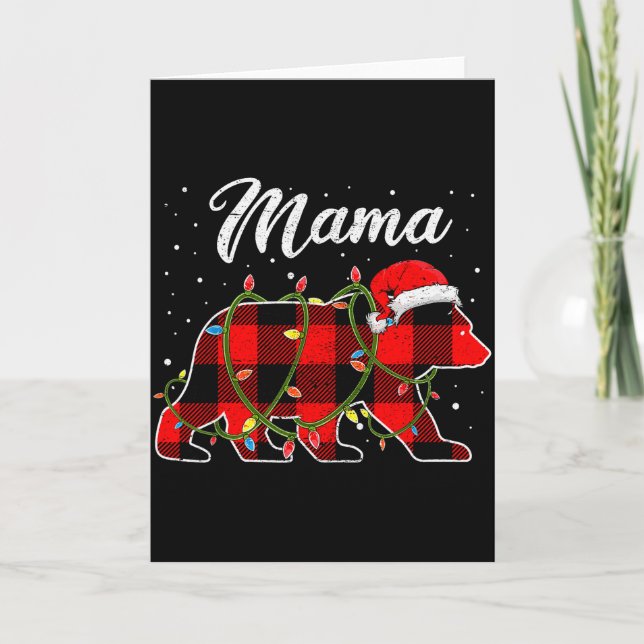 Tarjeta Mama Bear Shirt, Red Buffalo Plaid Mom Bear Pajama (Anverso)